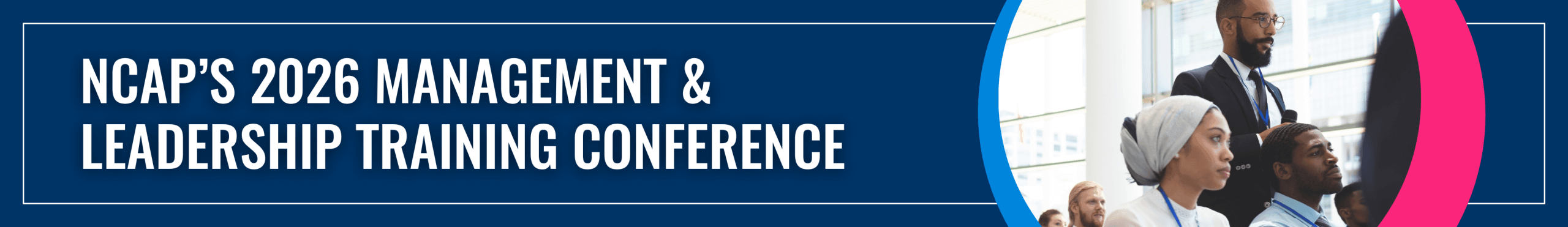 Banner with image of conference attendee asking a question