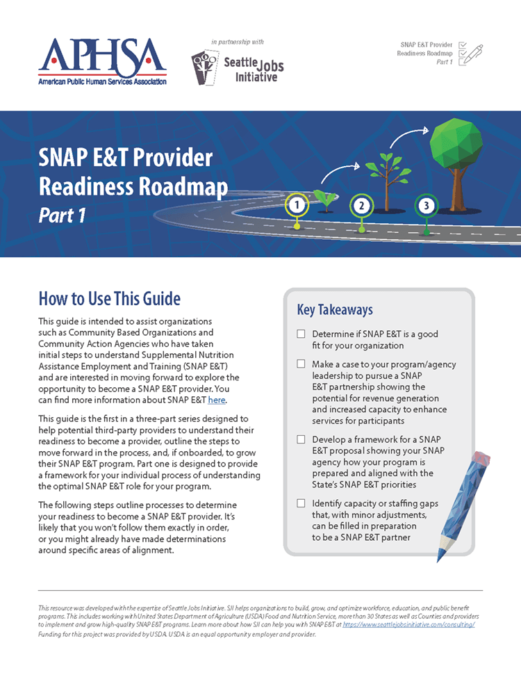 SNAP E&T Provider Readiness Roadmap Part 1 Cover